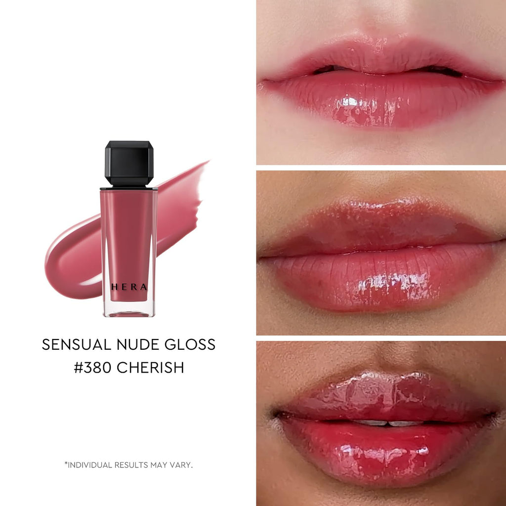 HERA Sensual Nude Lip Gloss #380 CHERISH – Volumizing Sheer Gloss, Non-Sticky & Hydrating