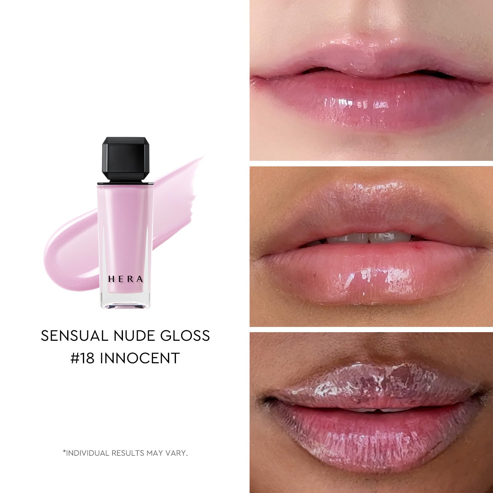 HERA Sensual Nude Lip Gloss #18 Innocent – Sheer, Volumizing, Hydrating (0.17 oz)