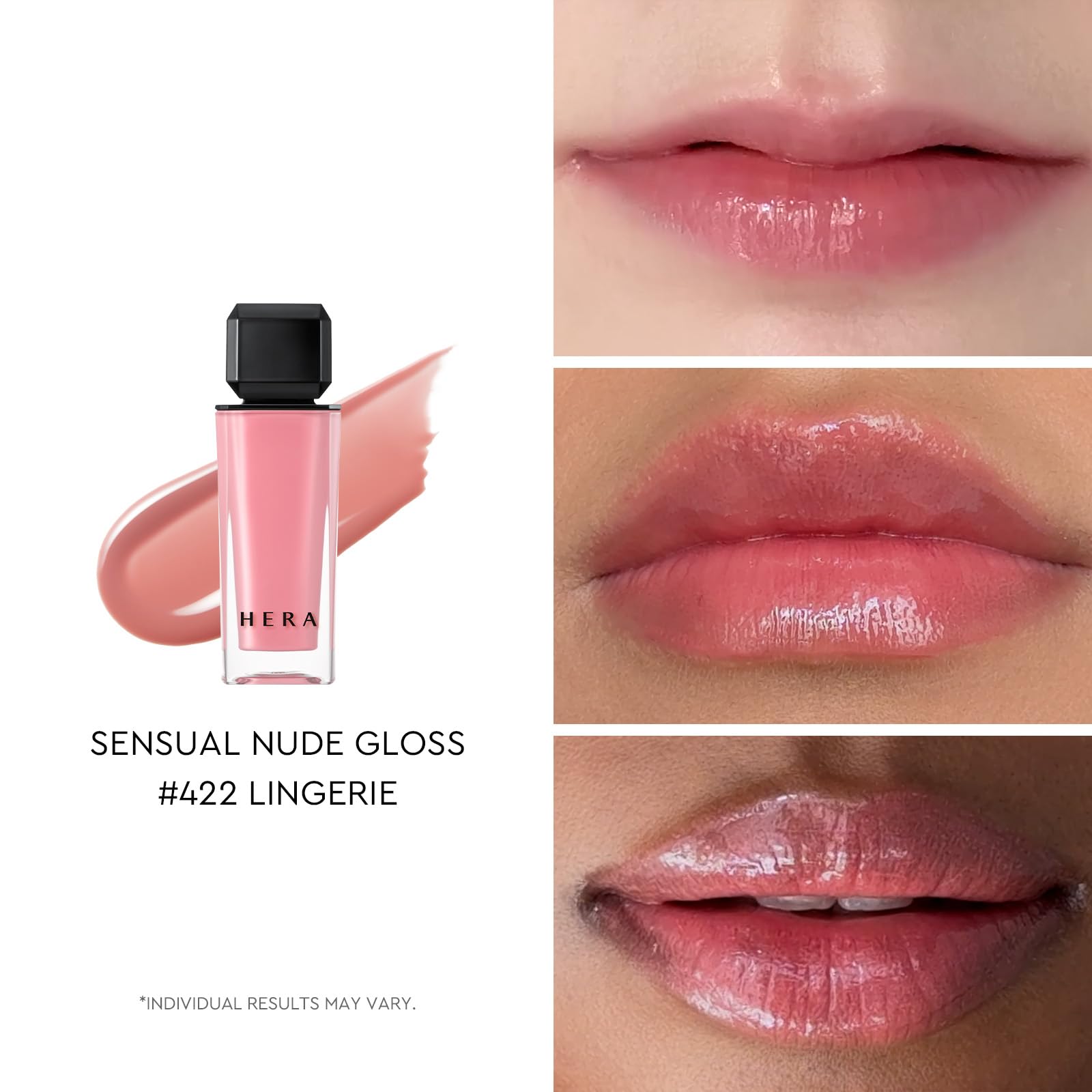 HERA Sensual Nude Lip Gloss #422 Lingerie | Sheer Shine, Non-Sticky Hydration, 0.17 oz