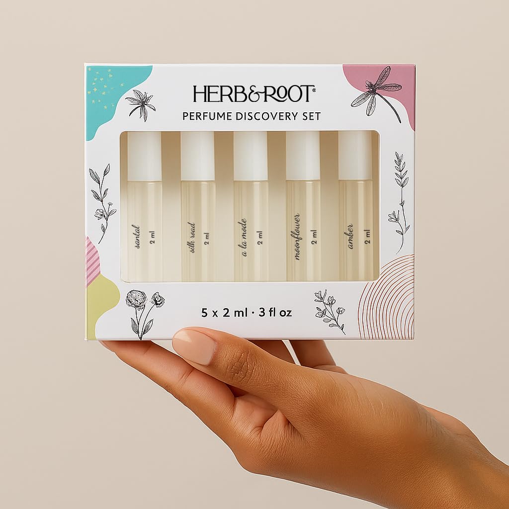 Herb & Root Perfume Discovery Set — 5 Clean, Gender-Neutral Fragrances (Paraben-Free)
