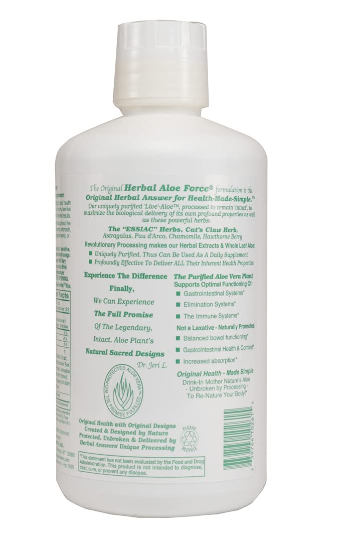 HERBAL ANSWERS Herbal Aloe Force – Aloe Vera & Herbal Dietary Supplement, 32 fl oz