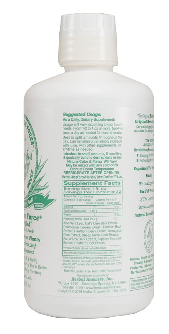 HERBAL ANSWERS Herbal Aloe Force – Aloe Vera & Herbal Dietary Supplement, 32 fl oz