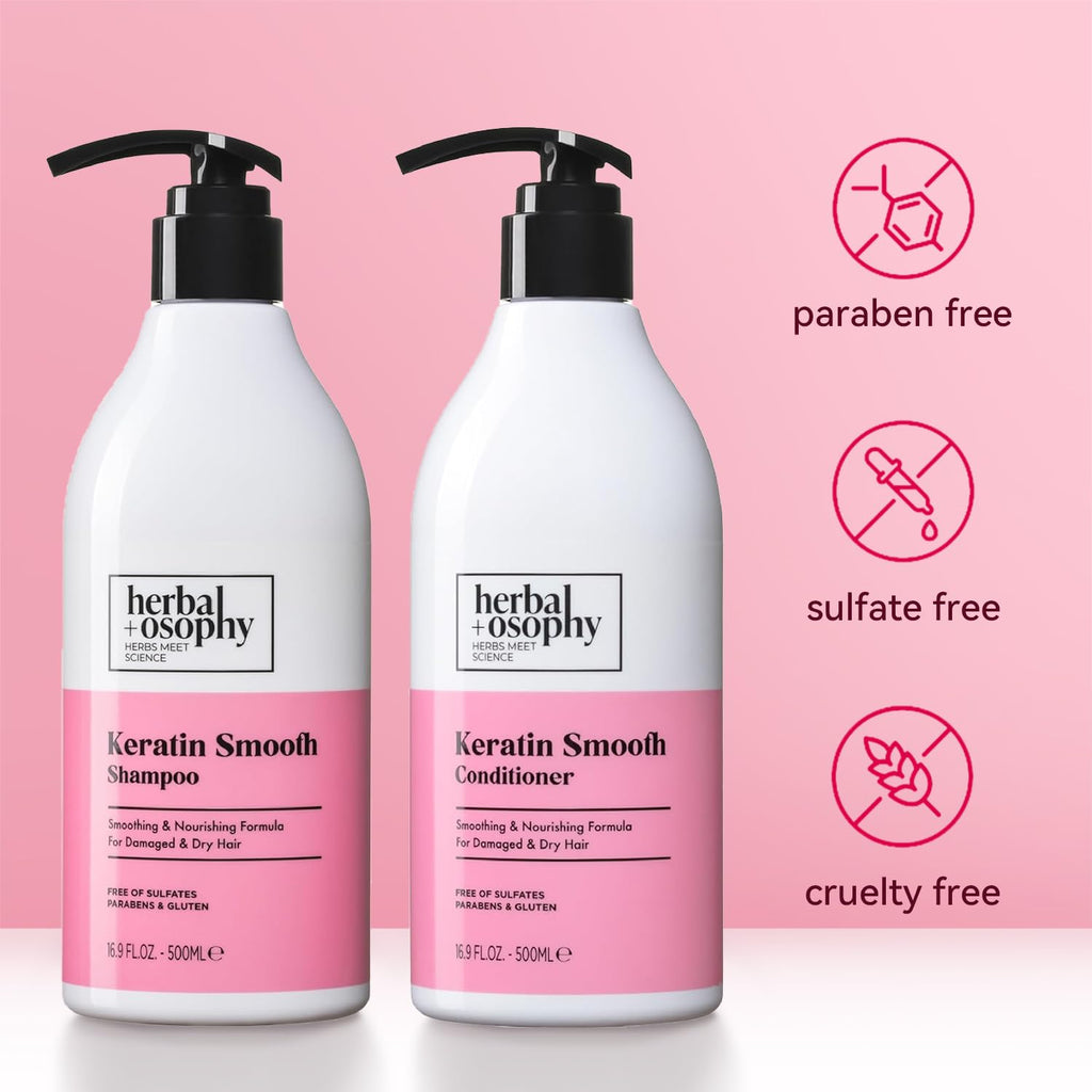 Herbalosophy Keratin Shampoo & Conditioner Set – Nourishing, Color-Safe