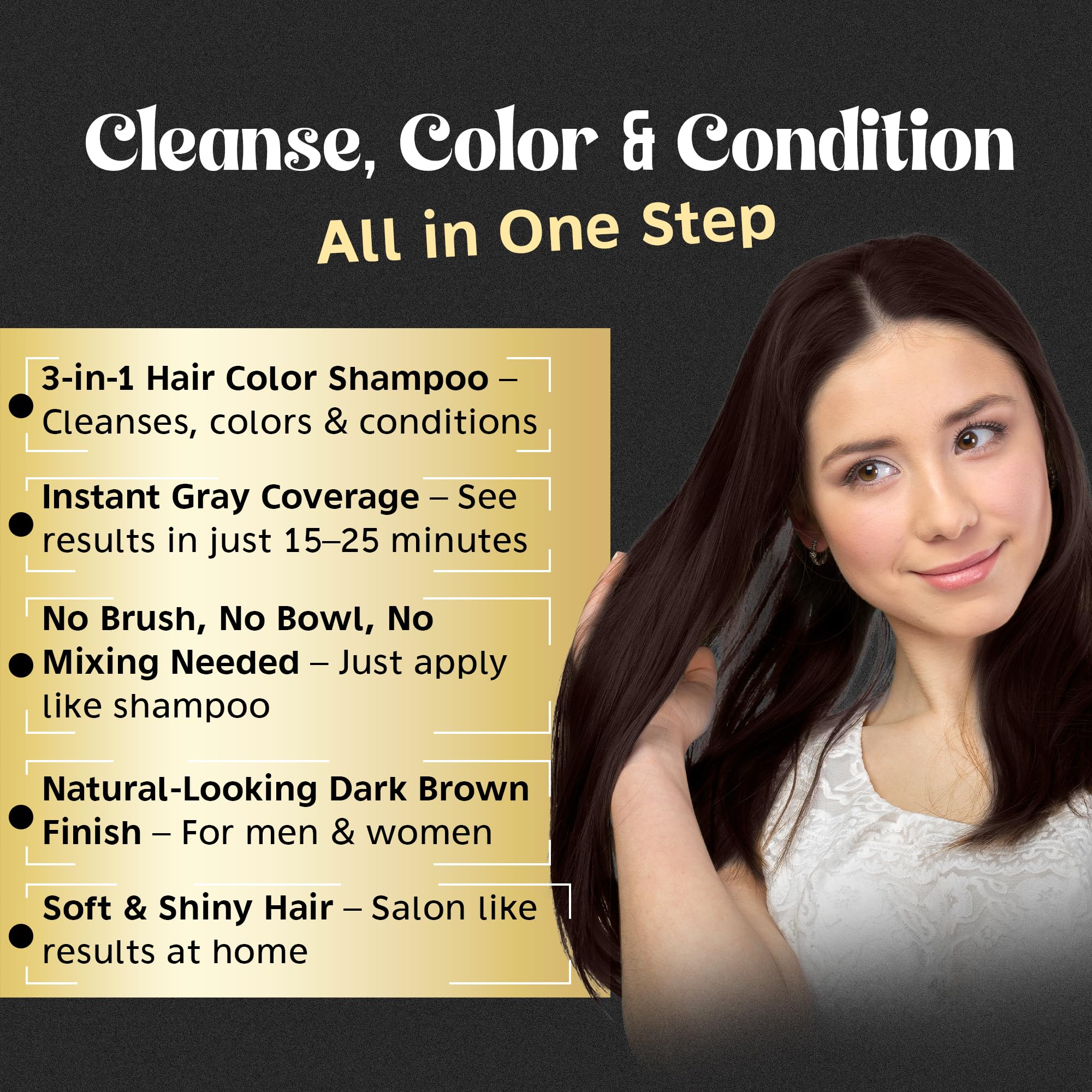Herbishh Hair Color Shampoo for Gray Coverage - Dark Coffee (30mL x 10) + Argan Oil Mask | Travel Size
