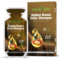 Herbishh Golden Brown Hair Shampoo – 3-in-1 Color & Gray Coverage, PPD-Free, 30ml x10
