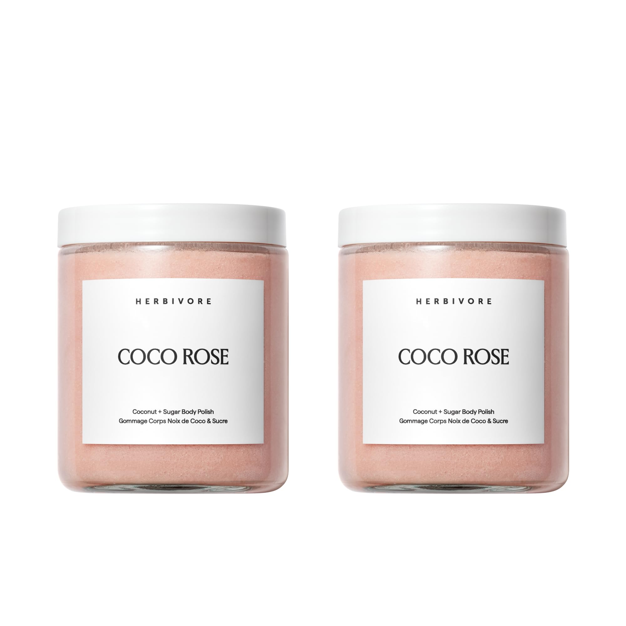 HERBIVORE Coco Rose Coconut Oil Body Polish | Vegan Exfoliating Scrub with Shea Butter – 2-Pack (237 mL / 8 oz each)