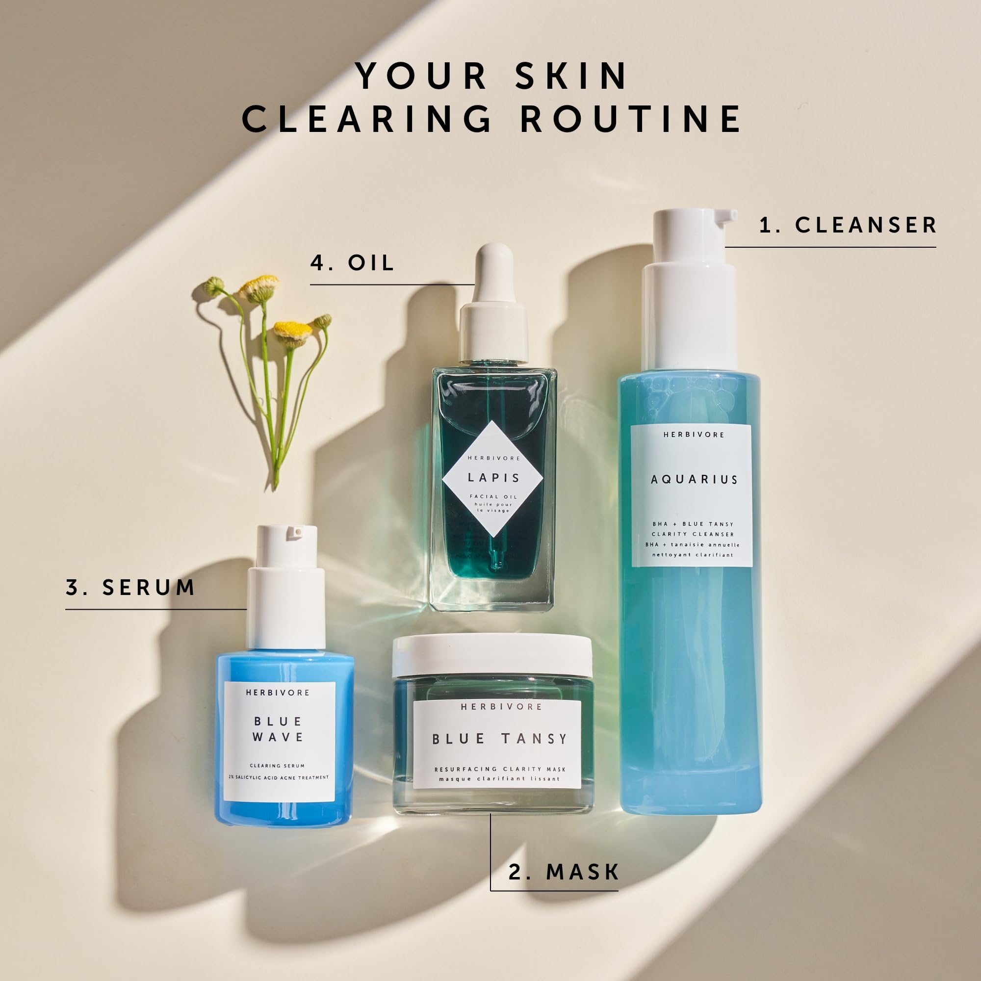 HERBIVORE Lapis Facial Oil | Balance Oily Skin & Soothe Redness with Blue Tansy & Squalane