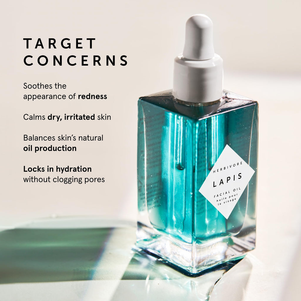 HERBIVORE Lapis Facial Oil | Balance Oily Skin & Soothe Redness with Blue Tansy & Squalane