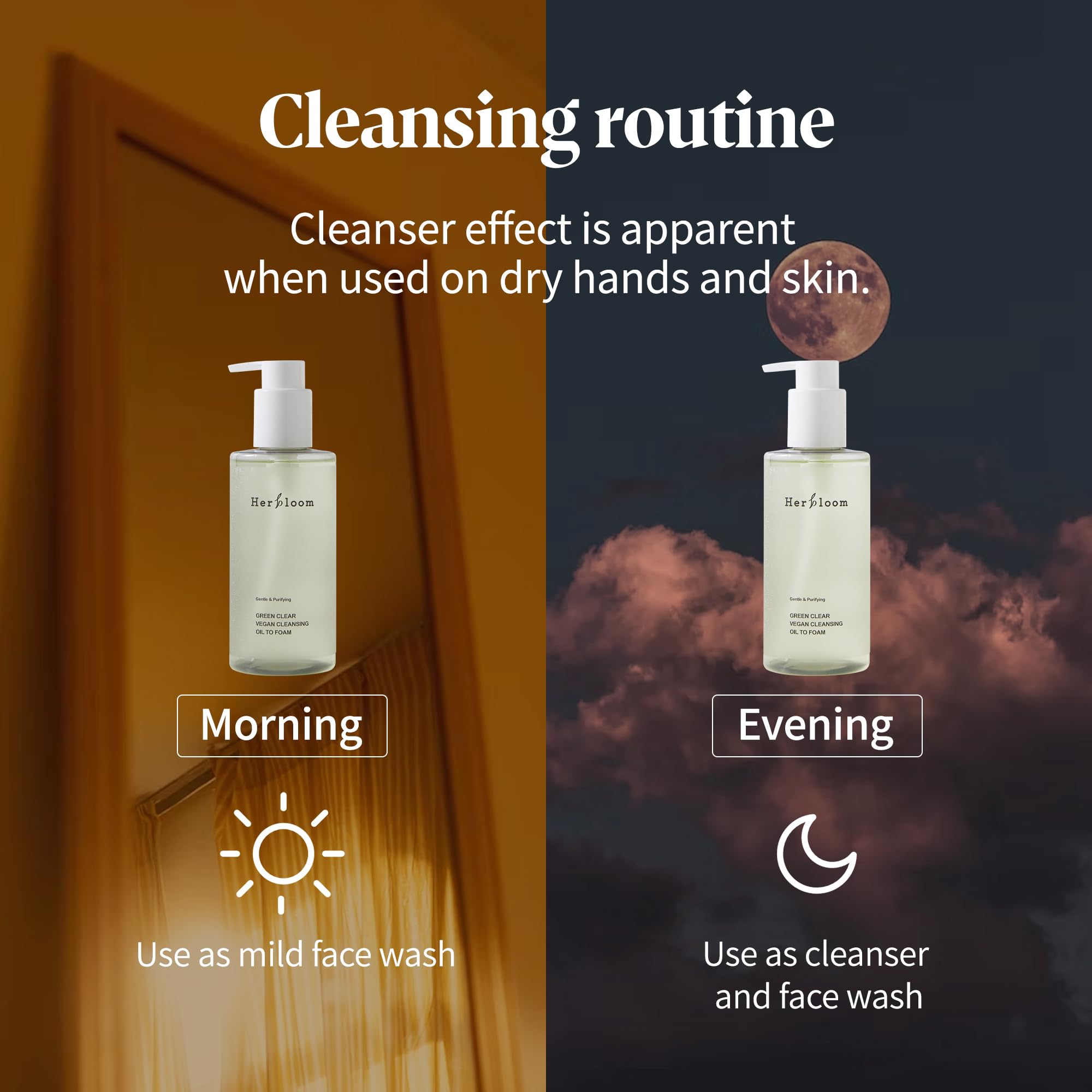 Herbloom Green Clear Vegan Cleansing Oil to Foam – pH-Balanced Korean Cleanser (6.76 fl oz)