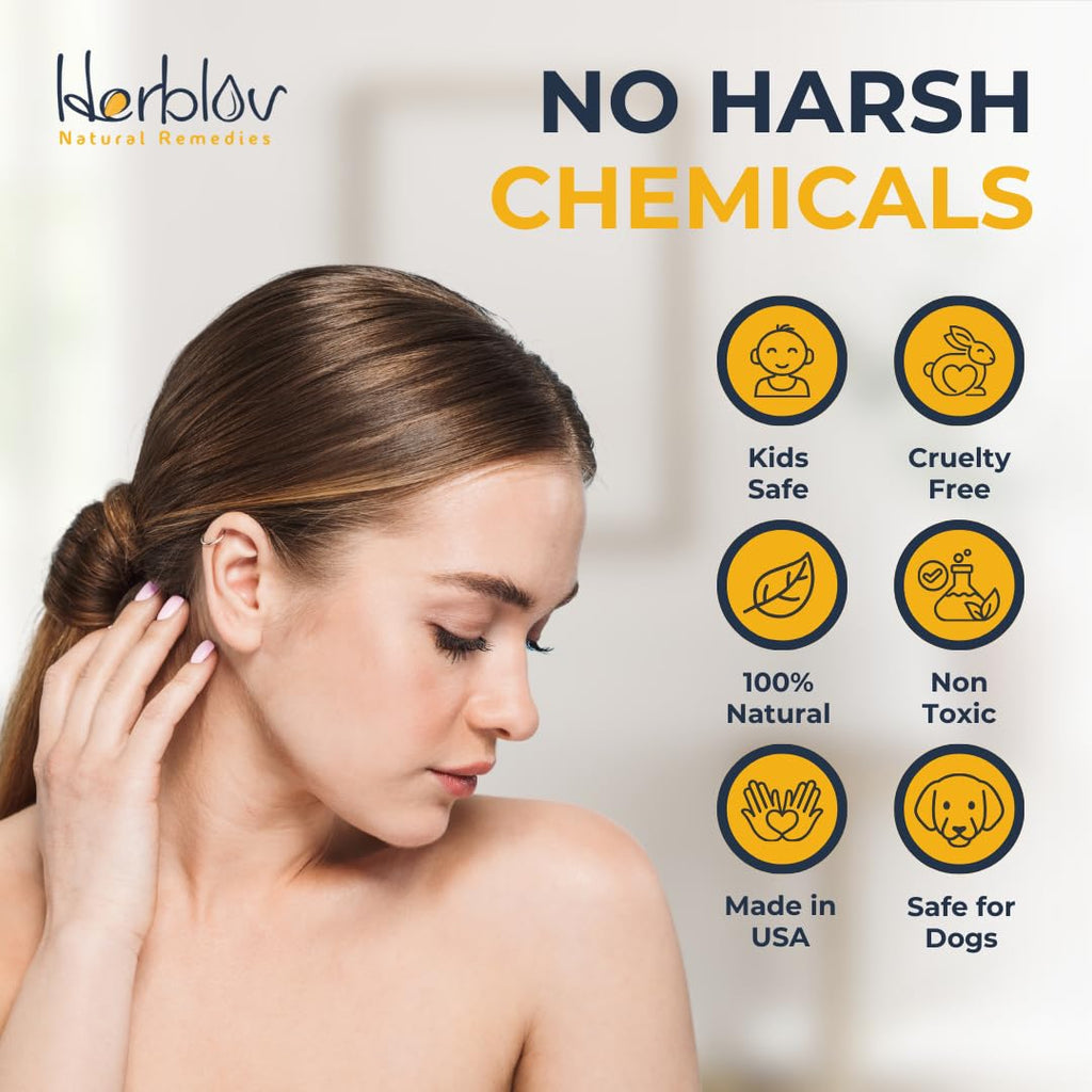 Herblov Organic Ear Oil | Natural Eardrops for Ear Health, Wax Removal & Swimmer's Ear