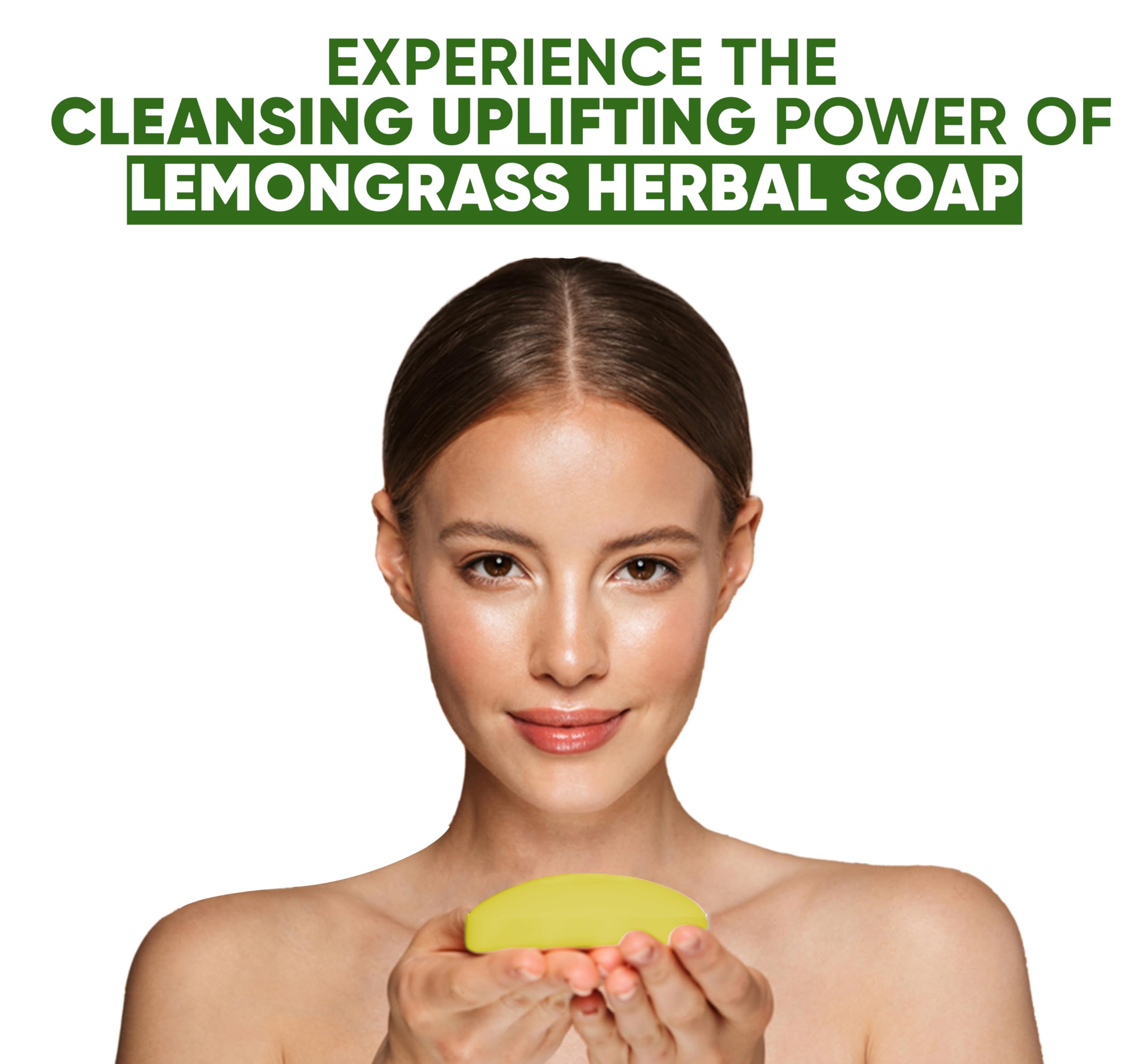 HERBOGANIC Lemongrass Herbal Soap — 6 x 5oz Bars for Refreshed, Nourished Skin