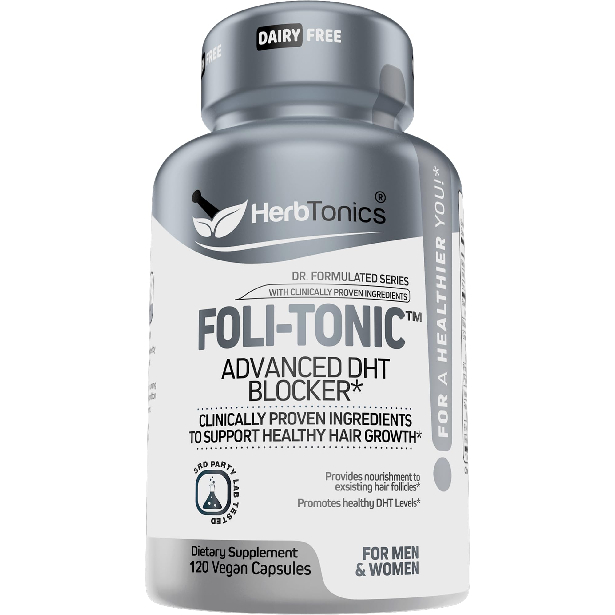 Hair Growth Vitamins for Women & Men | DHT Blocker with Saw Palmetto & 10,000 mcg Biotin – Herbtonics Foli Tonic Hair Growth Supplement