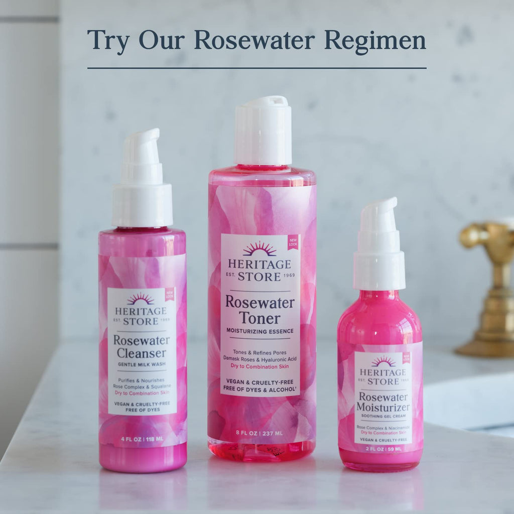 HERITAGE STORE Rosewater & Glycerin Hydrating Facial Mist – 12oz, Dry/Combination Skin