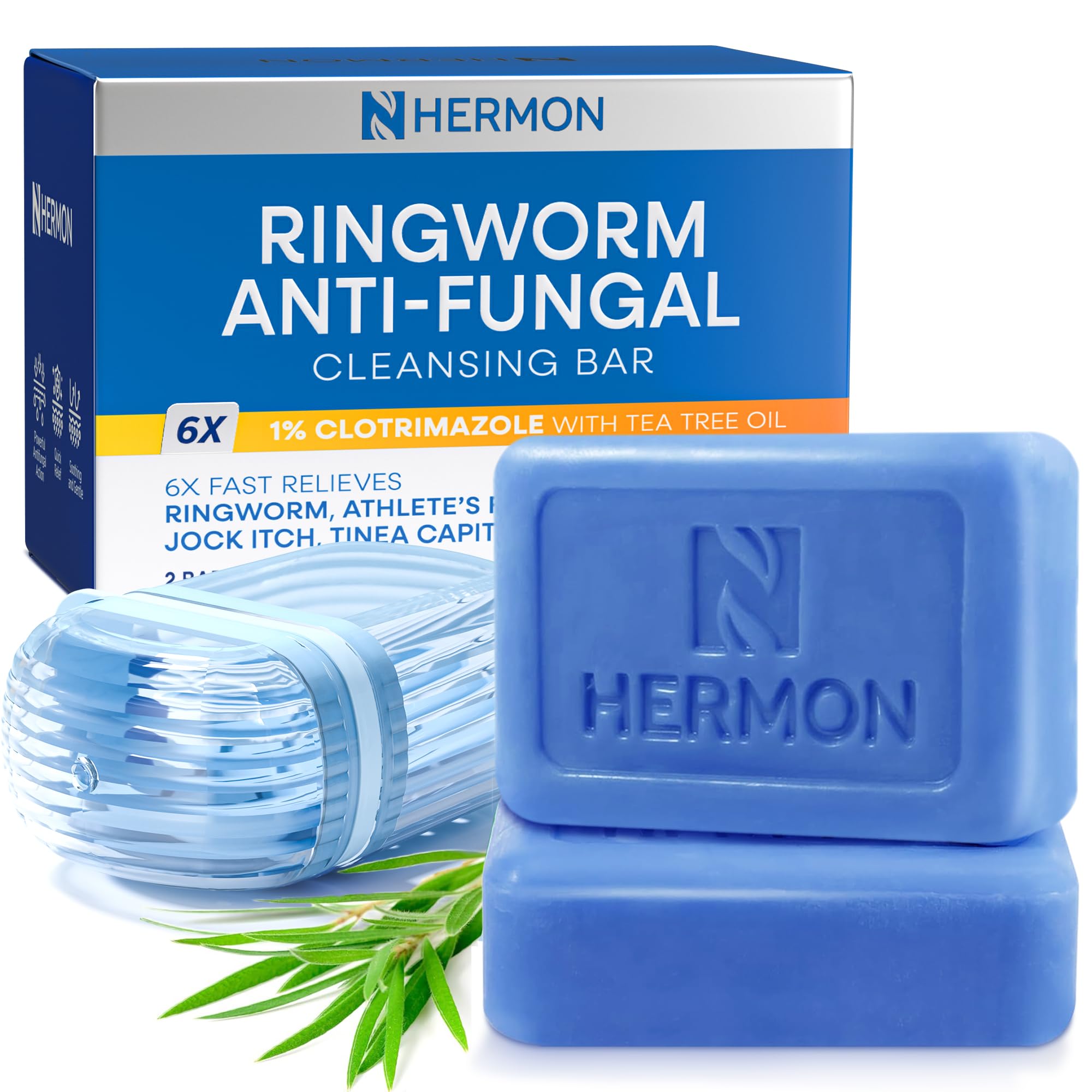 Hermon Antifungal Cleansing Soap – Ringworm Care (Tea Tree & Sulfur) 2-Pack