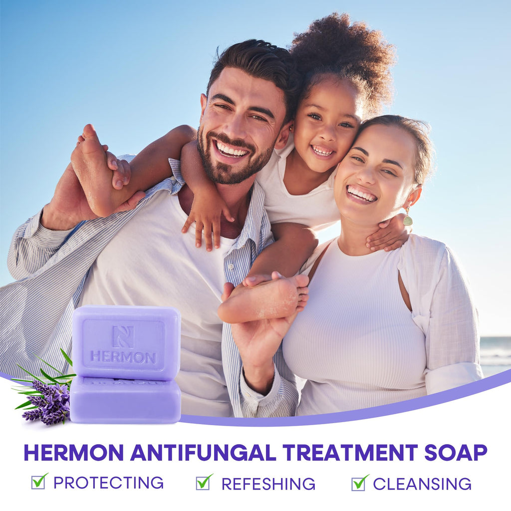 Hermon Antifungal Soap with Tea Tree Oil: Lavender, 4-Pack – Body & Face Wash for Ringworm, Jock Itch & Athlete’s Foot