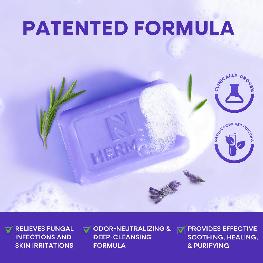 Hermon Antifungal Soap with Tea Tree Oil: Lavender, 4-Pack – Body & Face Wash for Ringworm, Jock Itch & Athlete’s Foot