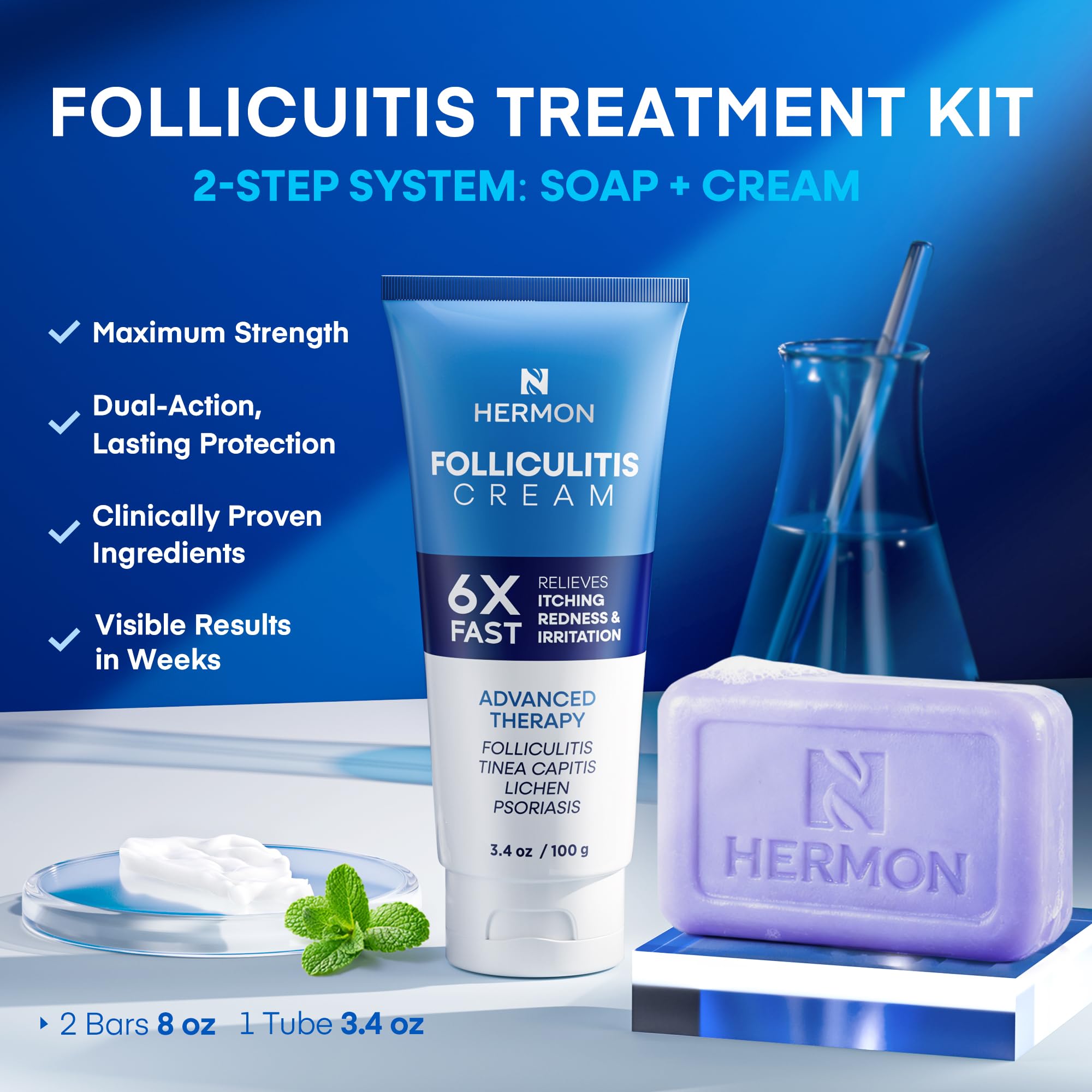 Hermon Folliculitis Treatment Cream & Antifungal Soap Kit – Dual-Action Skin Repair