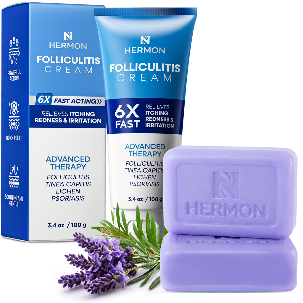 Hermon Folliculitis Treatment Cream & Antifungal Soap Kit – Dual-Action Skin Repair