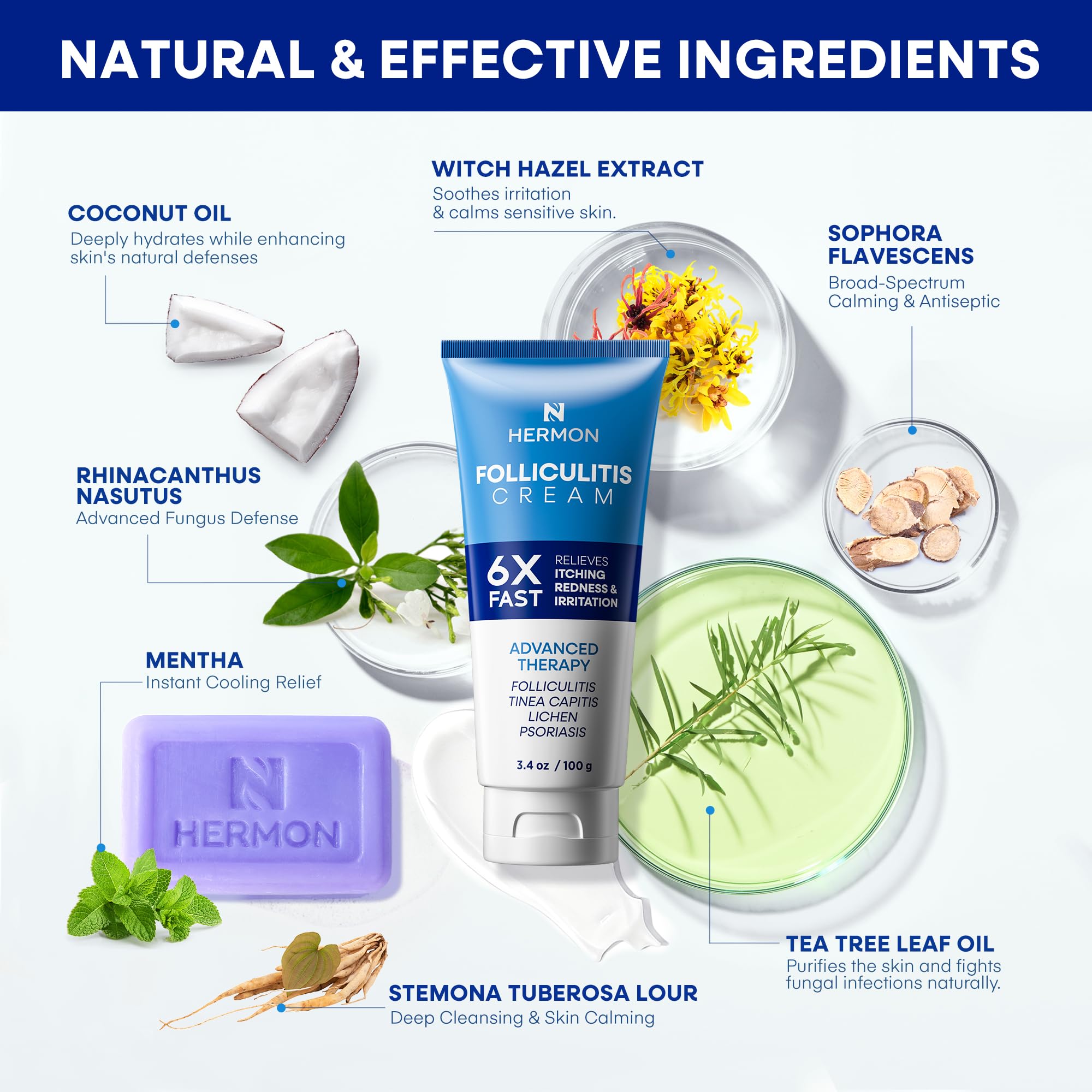 Hermon Folliculitis Treatment Cream & Antifungal Soap Kit – Dual-Action Skin Repair