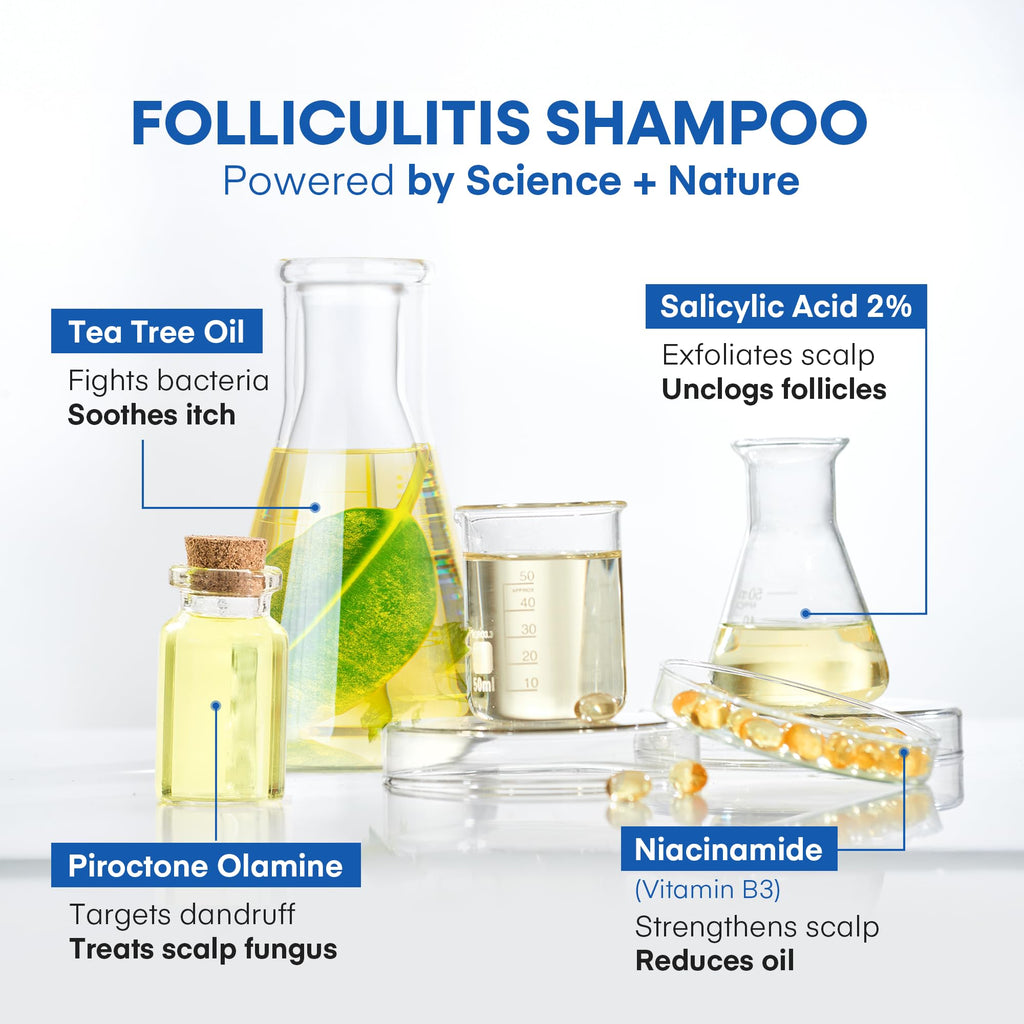 Hermon Folliculitis Treatment Kit: Shampoo & Tea Tree Soap for Scalp, Body & Intimate Areas