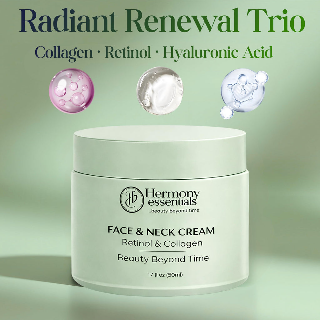 Hermony Essentials Collagen Retinol Hyaluronic Cream – Anti Aging Face & Neck Moisturizer, Lightweight & Fast Absorbing