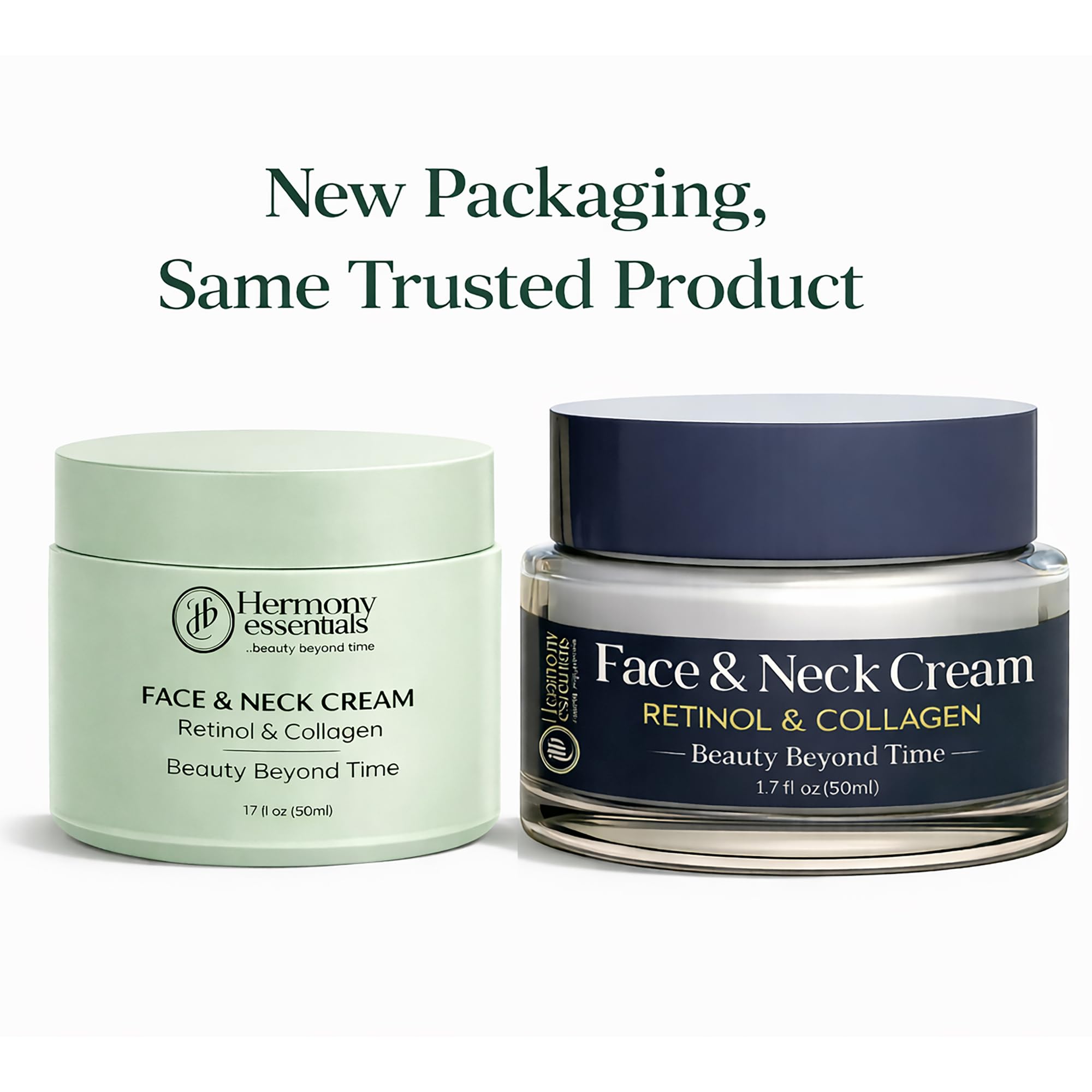Hermony Essentials Collagen Retinol Hyaluronic Cream – Anti Aging Face & Neck Moisturizer, Lightweight & Fast Absorbing