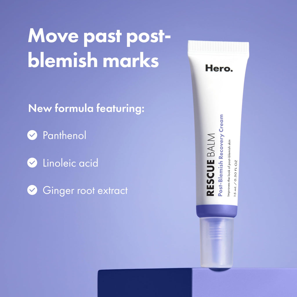 Hero Cosmetics Rescue Balm (New Formula) – Hydration for Post-Blemish Marks | Non-Comedogenic & Dermatologist-Tested | 15mL