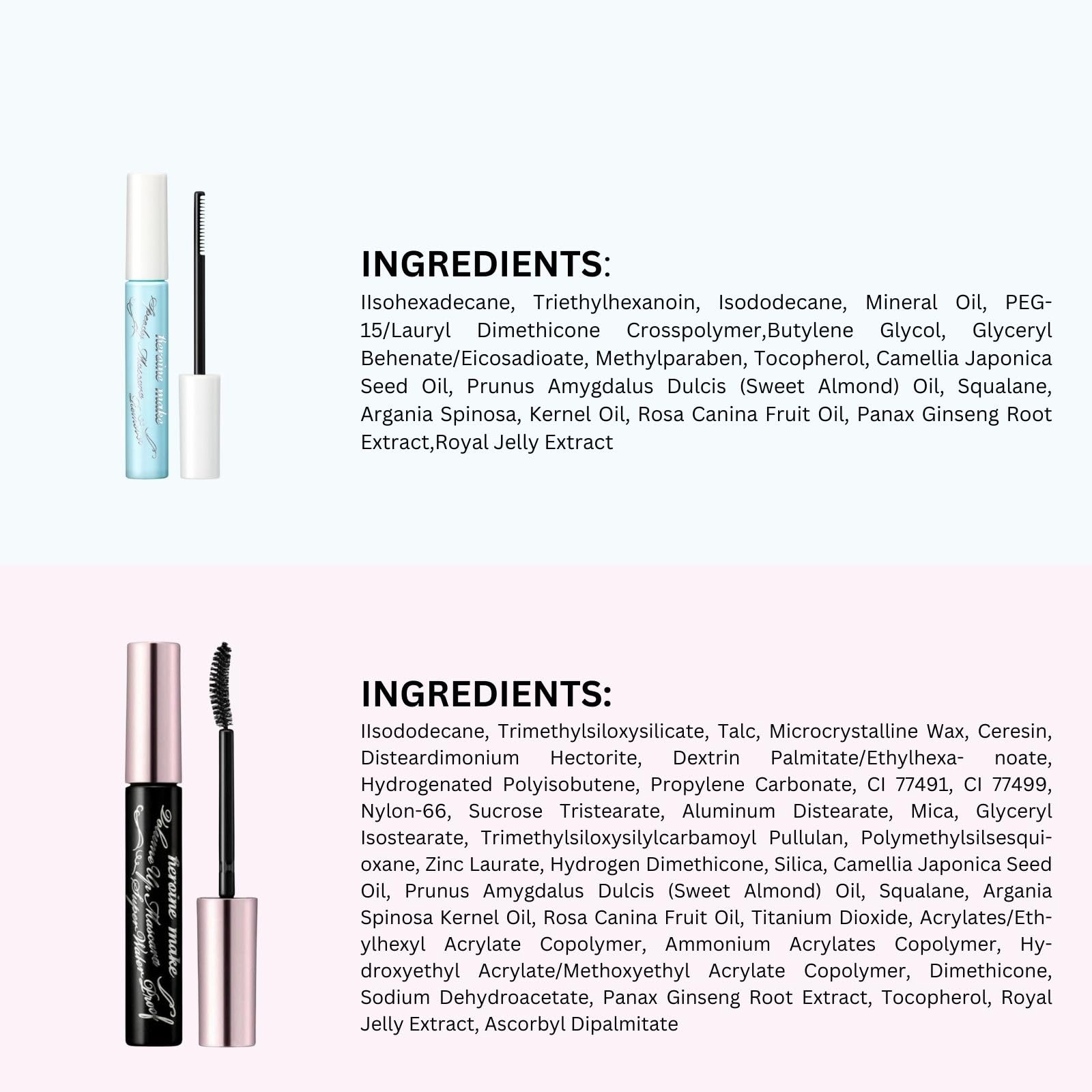 Heroine Make by KISSME Volumizing Waterproof Mascara — Curvy Brush, 24h Curl Hold, Oil-Free Remover (2 Set)