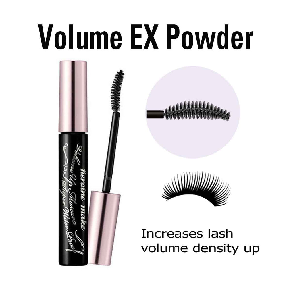 Heroine Make by KISSME Volumizing Waterproof Mascara — Curvy Brush, 24h Curl Hold, Oil-Free Remover (2 Set)