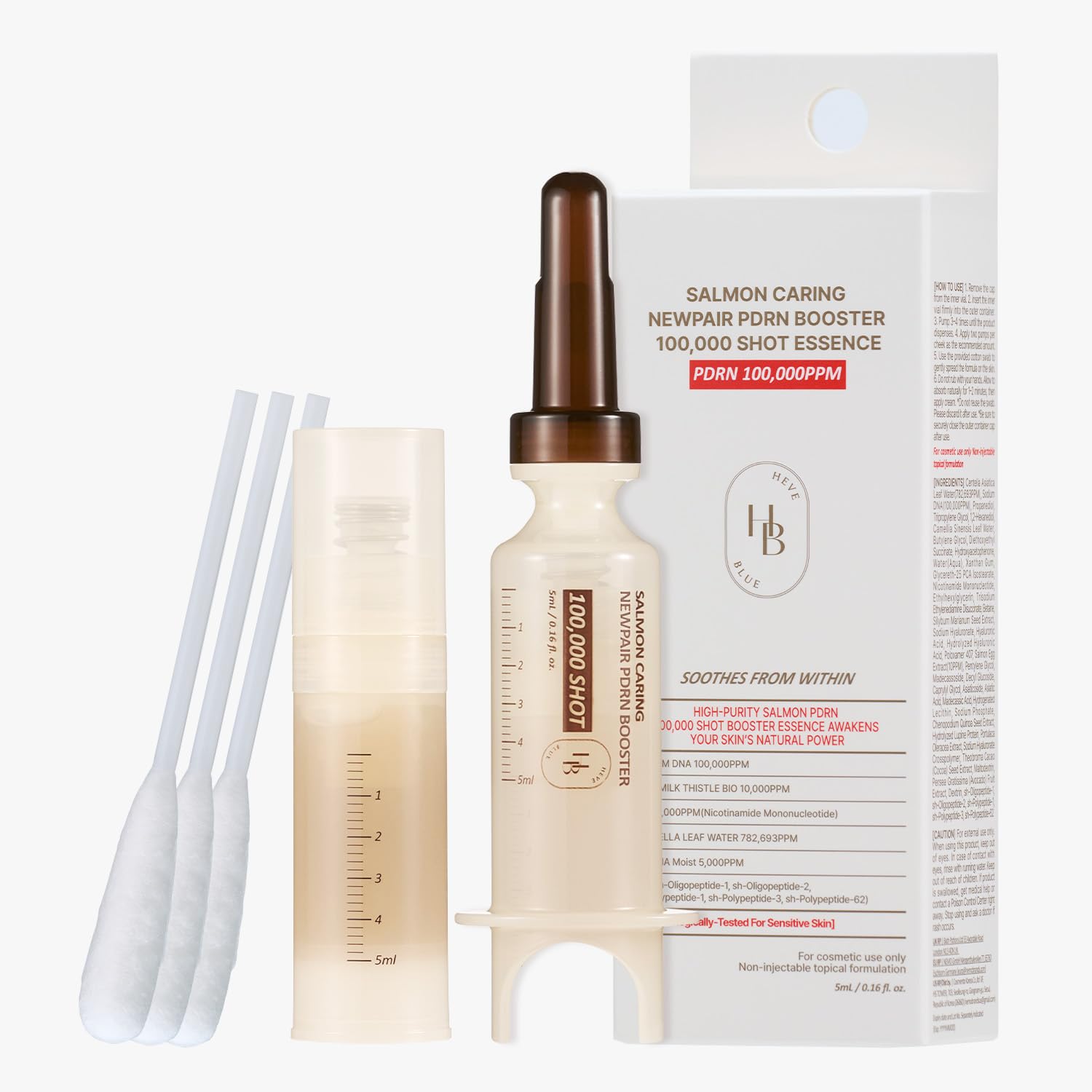 HEVEBLUE Salmon Caring Centella PDRN Booster 100,000 Shot Essence | Restore & Refine Skin