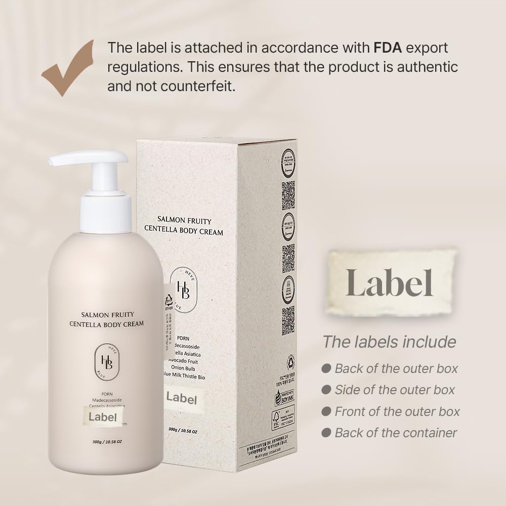 HEVEBLUE Salmon Fruity Centella Body Cream – Gentle, Hypoallergenic K-Beauty for Sensitive Skin