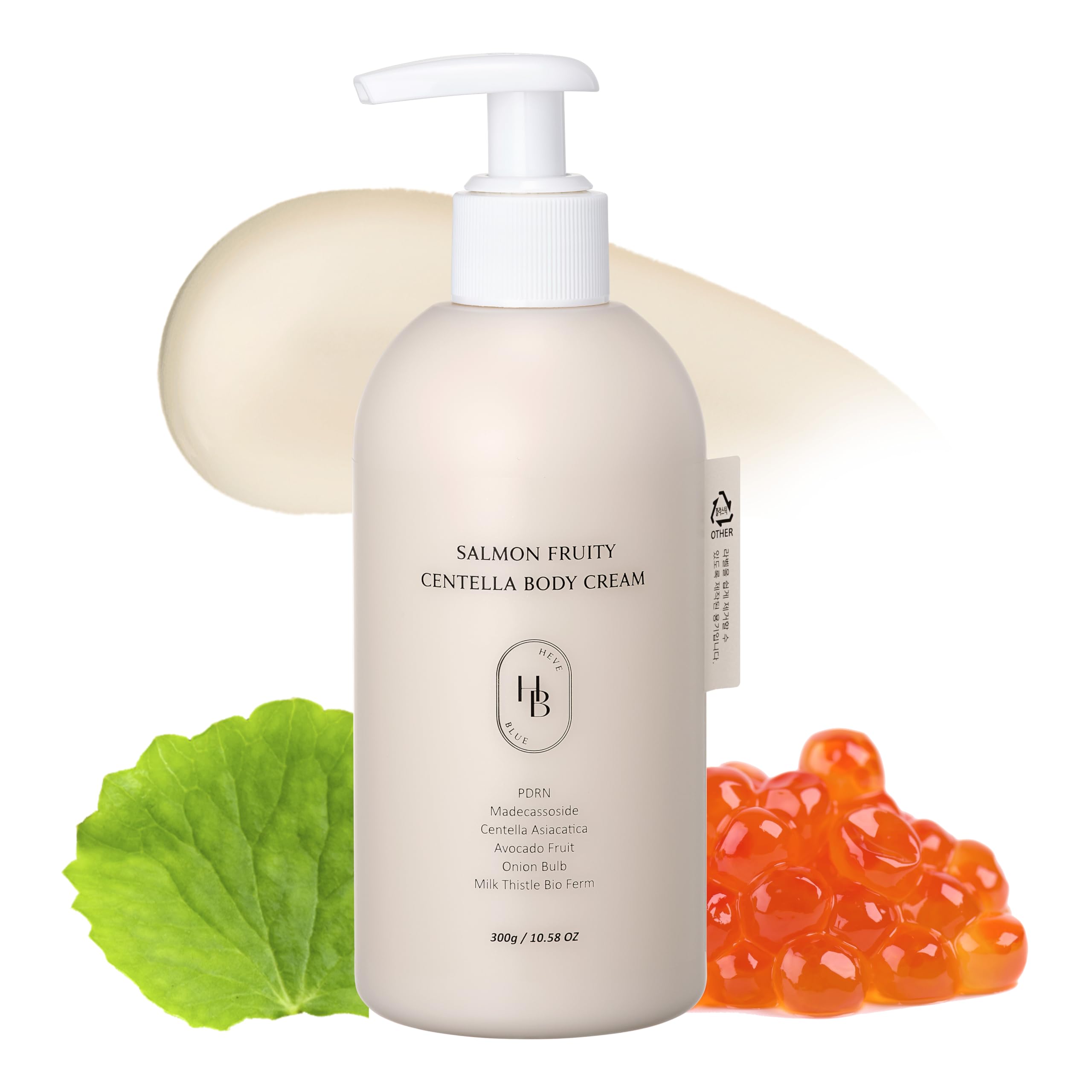 HEVEBLUE Salmon Fruity Centella Body Cream – Gentle, Hypoallergenic K-Beauty for Sensitive Skin