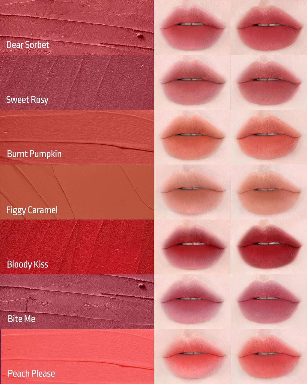 HEVVYMAKEUP Blurring Effect Lip Tint – Airy Velvet, Longwear, Vegan, Sweet Rosy
