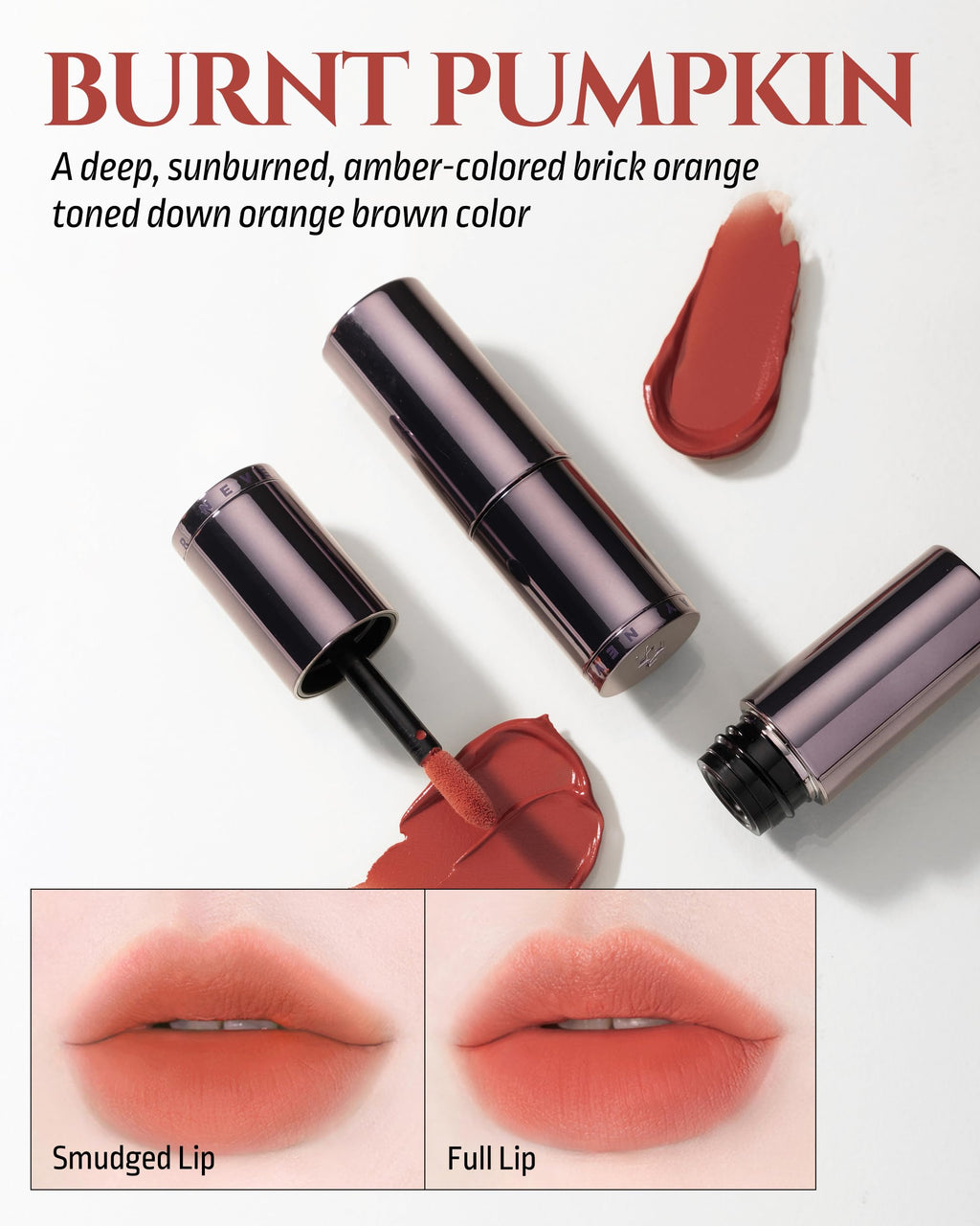 H HEVVY Blurring Effect Lip Tint – Airy Velvet Matte, Burnt Pumpkin, 0.13 oz