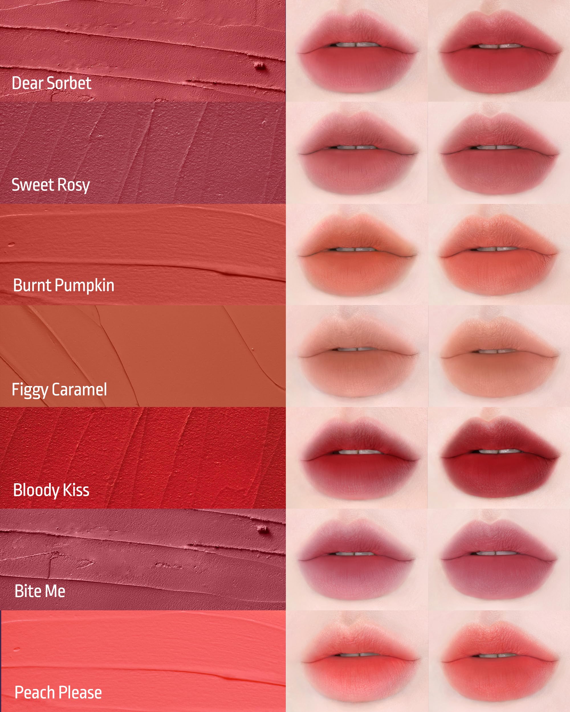 H HEVVY Blurring Effect Lip Tint – Airy Velvet Matte, Burnt Pumpkin, 0.13 oz