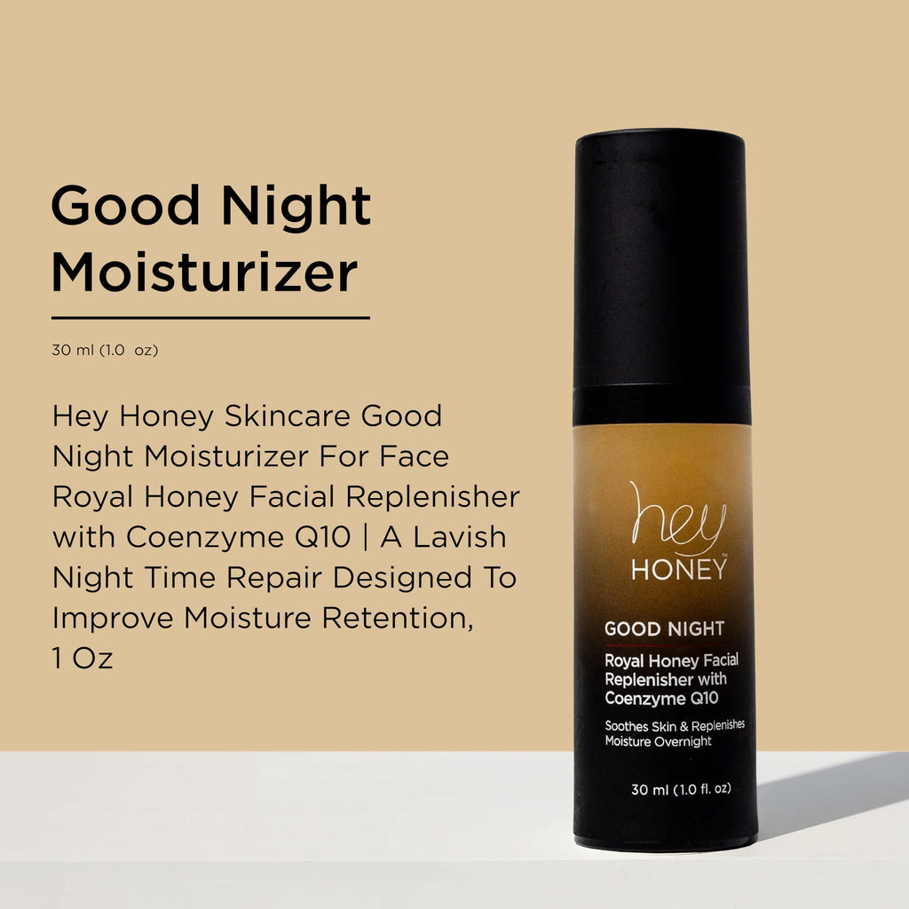 Hey Honey Good Night Moisturizer with CoQ10 & Royal Honey | Hydrating Night Repair 1 oz