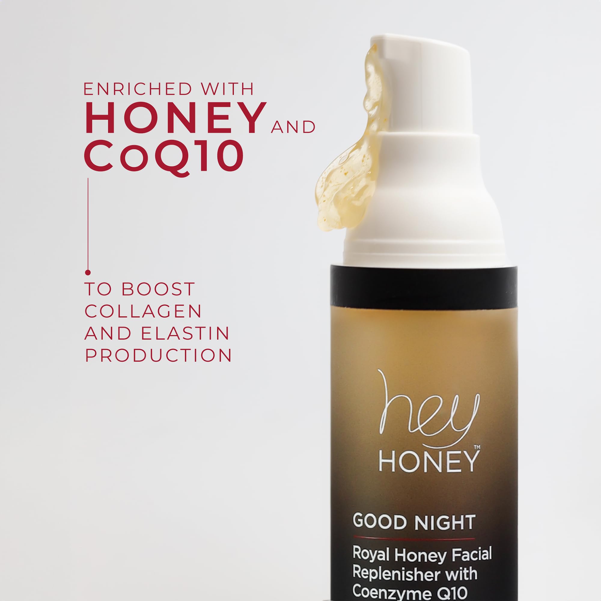 Hey Honey Good Night Moisturizer with CoQ10 & Royal Honey | Hydrating Night Repair 1 oz