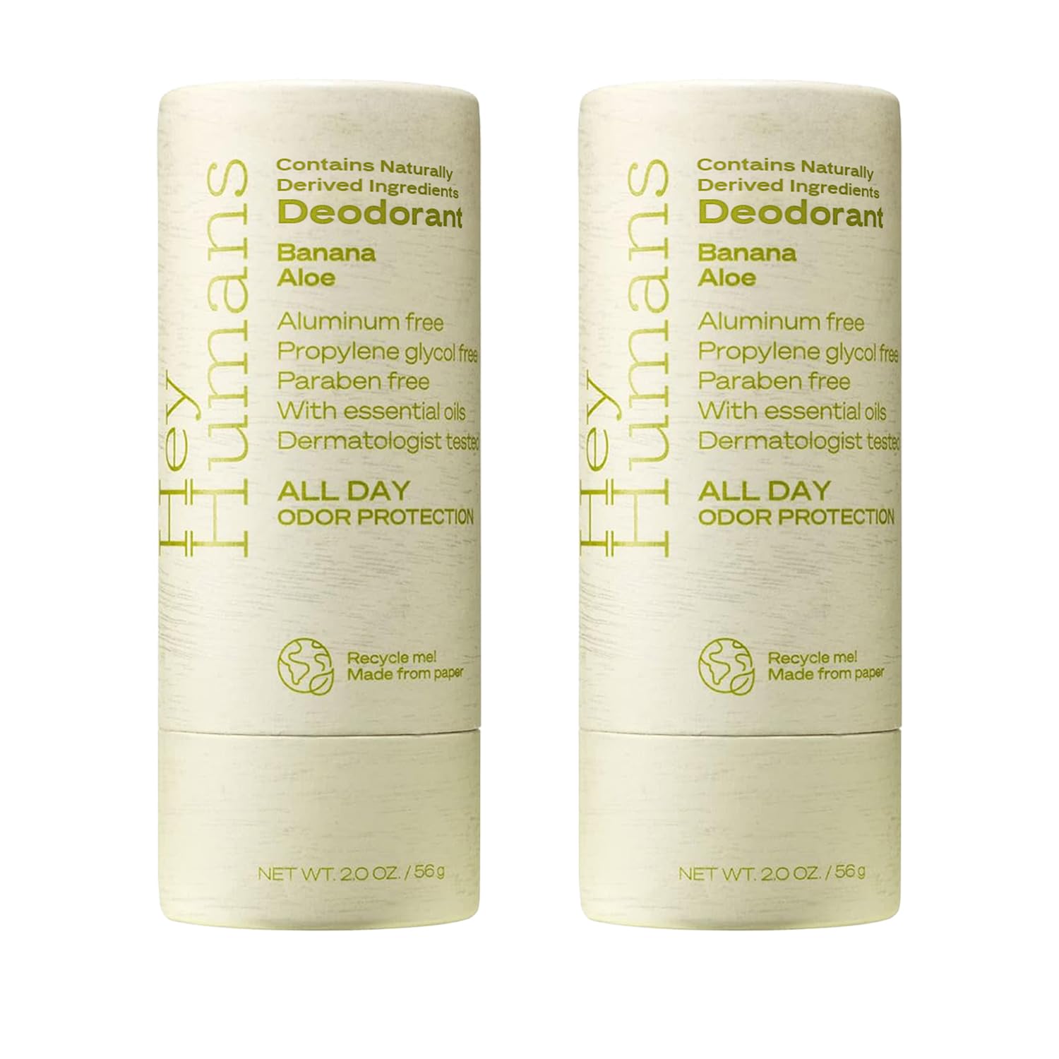 Hey Humans Aluminum-Free Deodorant for Women and Men – Banana Aloe Scent | All-Day Odor Control
