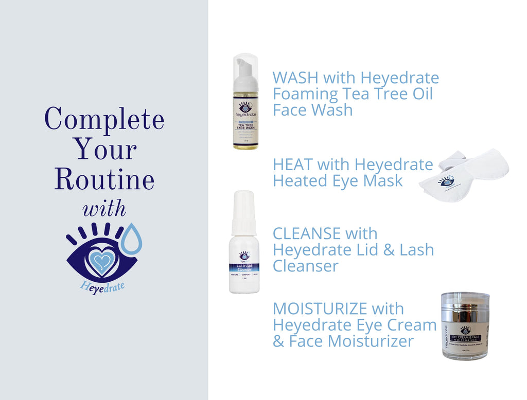 Heyedrate Foaming Tea Tree Face Wash & Eyelid Cleanser – 3 Pack (1.7 oz each)