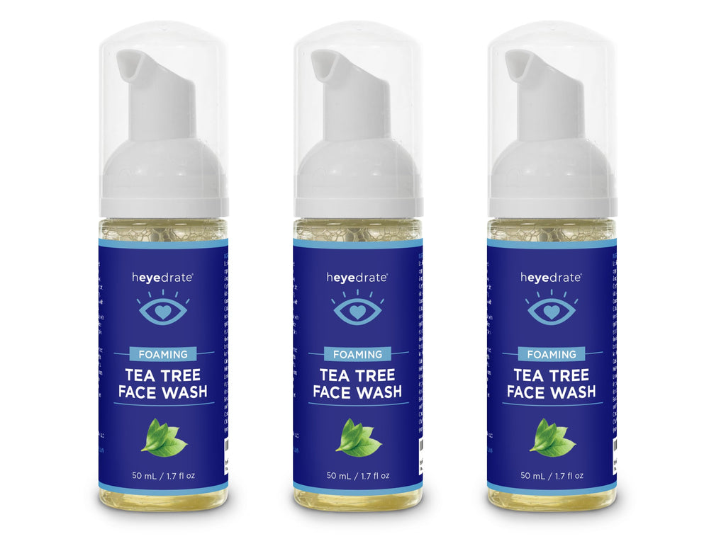 Heyedrate Foaming Tea Tree Face Wash & Eyelid Cleanser – 3 Pack (1.7 oz each)