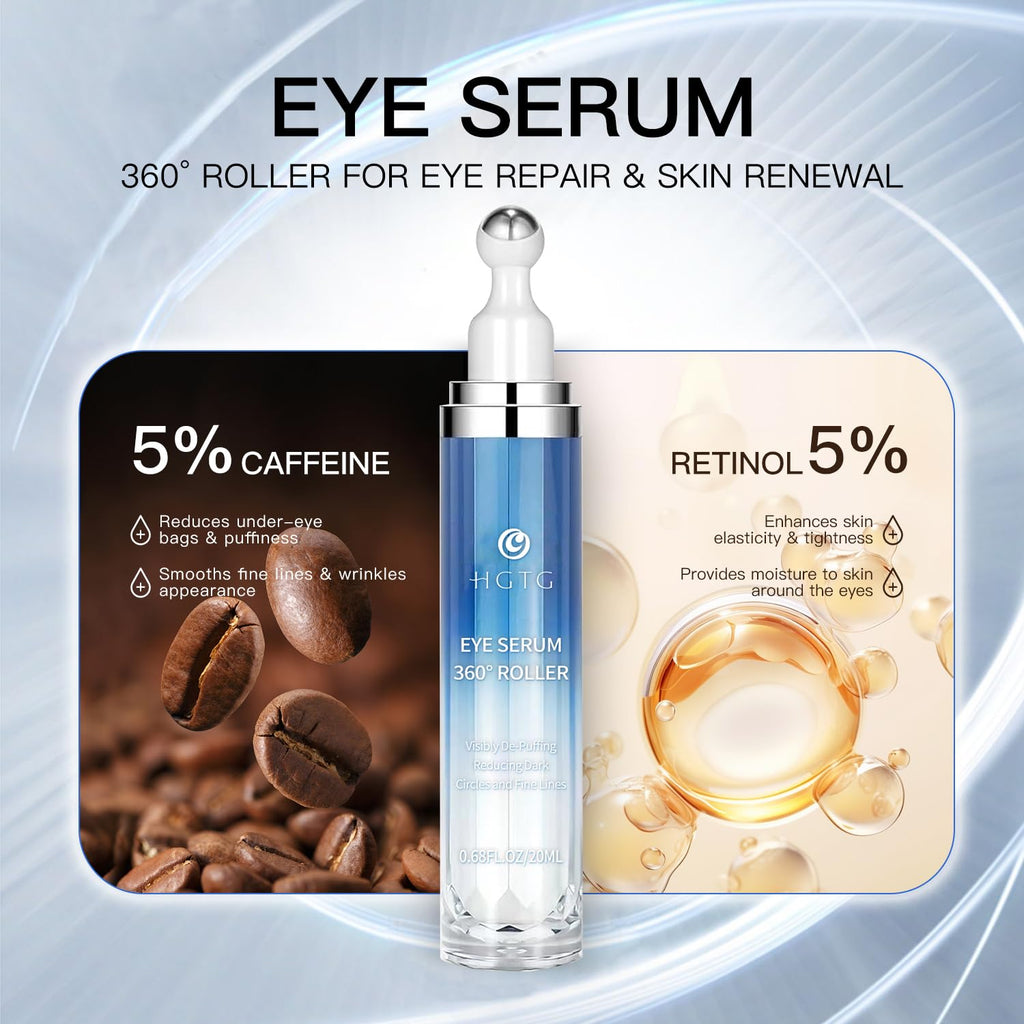 HGTG Eye Serum 5% Caffeine & 5% Retinol | Dark Circles, Puffiness, Fine Lines