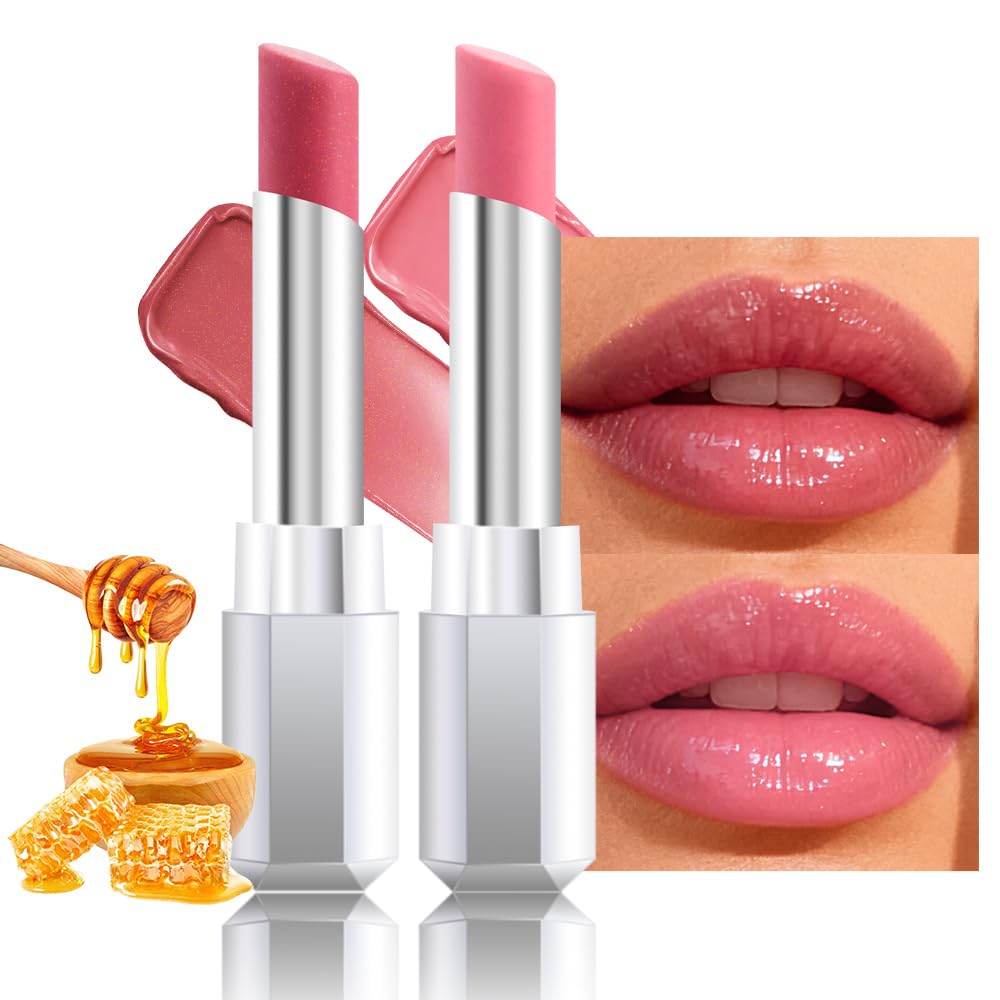 HHLTOH Honey Lipstick Tinted Lip Balm – Nourishing Vegan Shine in Dusty Pink & Pink (2pc)