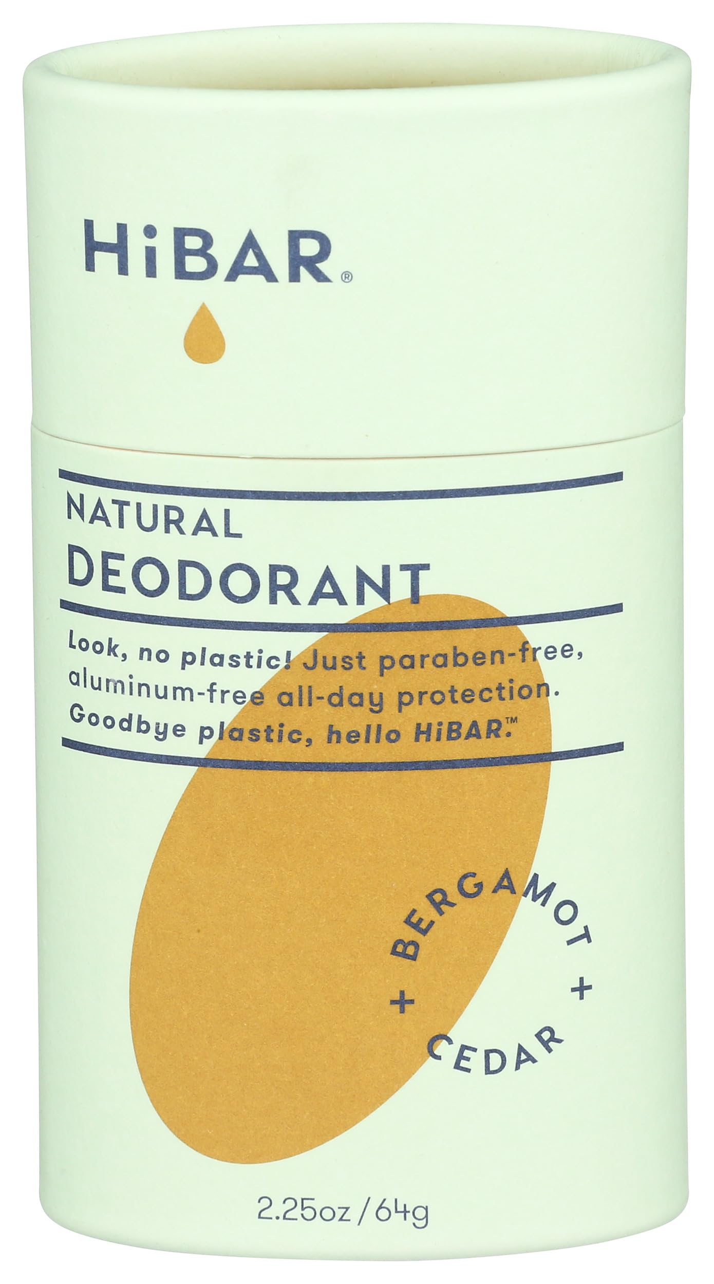 HiBAR Bergamot & Cedar Plastic Free Deodorant – All-Day Protection, Vegan & Aluminum-Free