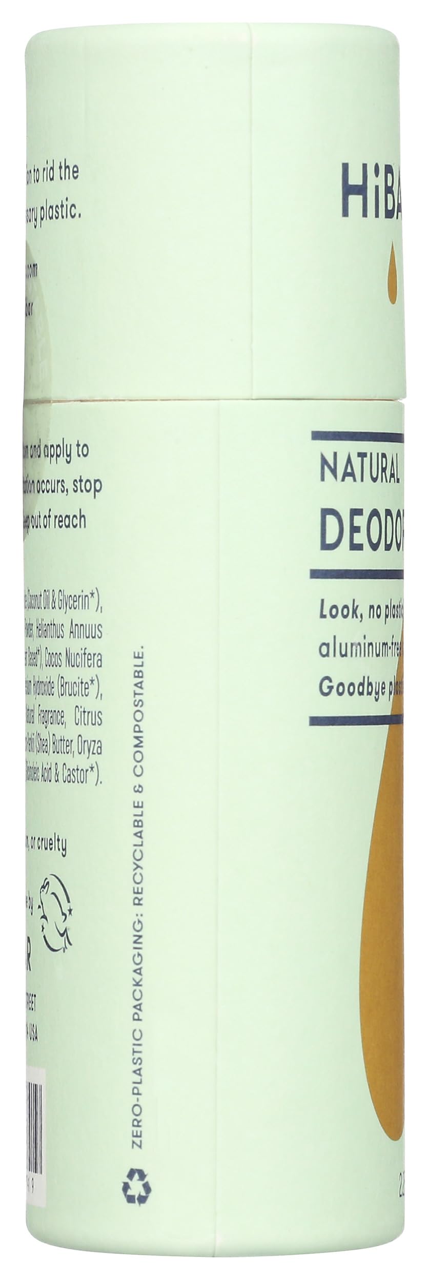 HiBAR Bergamot & Cedar Plastic Free Deodorant – All-Day Protection, Vegan & Aluminum-Free