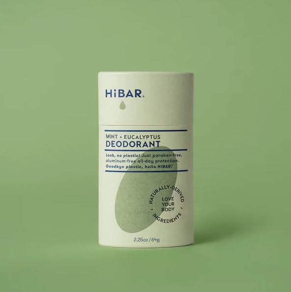 HIBAR Eucalyptus & Mint Plastic Free Deodorant – 3 Pack (Vegan, Aluminum-Free)