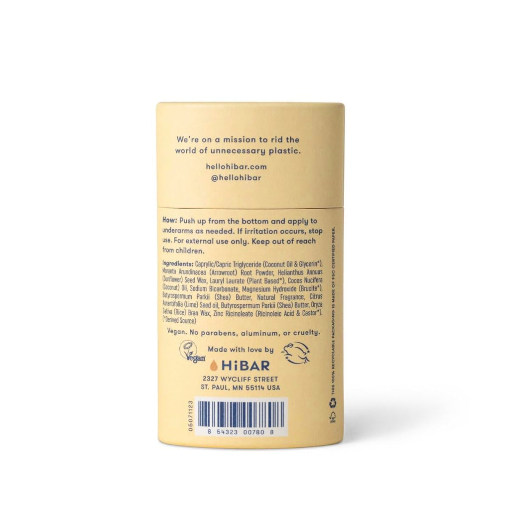 HiBAR Coconut & Vanilla Plastic Free Deodorant – Natural, Aluminum-Free Protection | 1 Pack