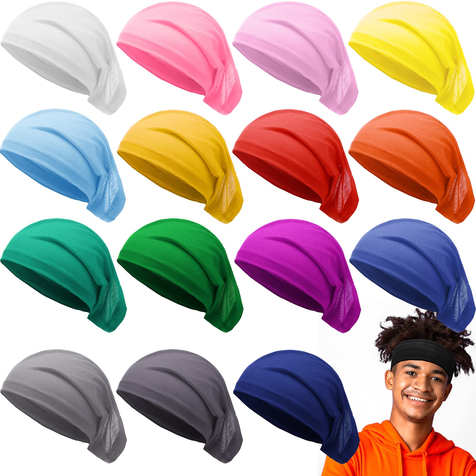 Hicarer 16-Pieces Unisex Dreadlock Cap Set - Elastic Dread Durag for Men & Women