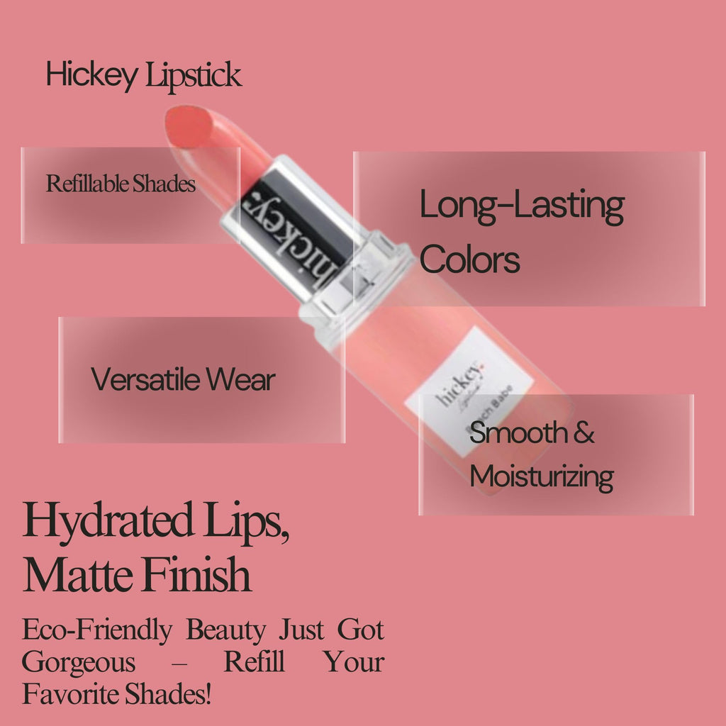 Hickey Lipstick Beach Babe & Skinny Dip: Organic Long-Lasting Refills (Pink & Coral)