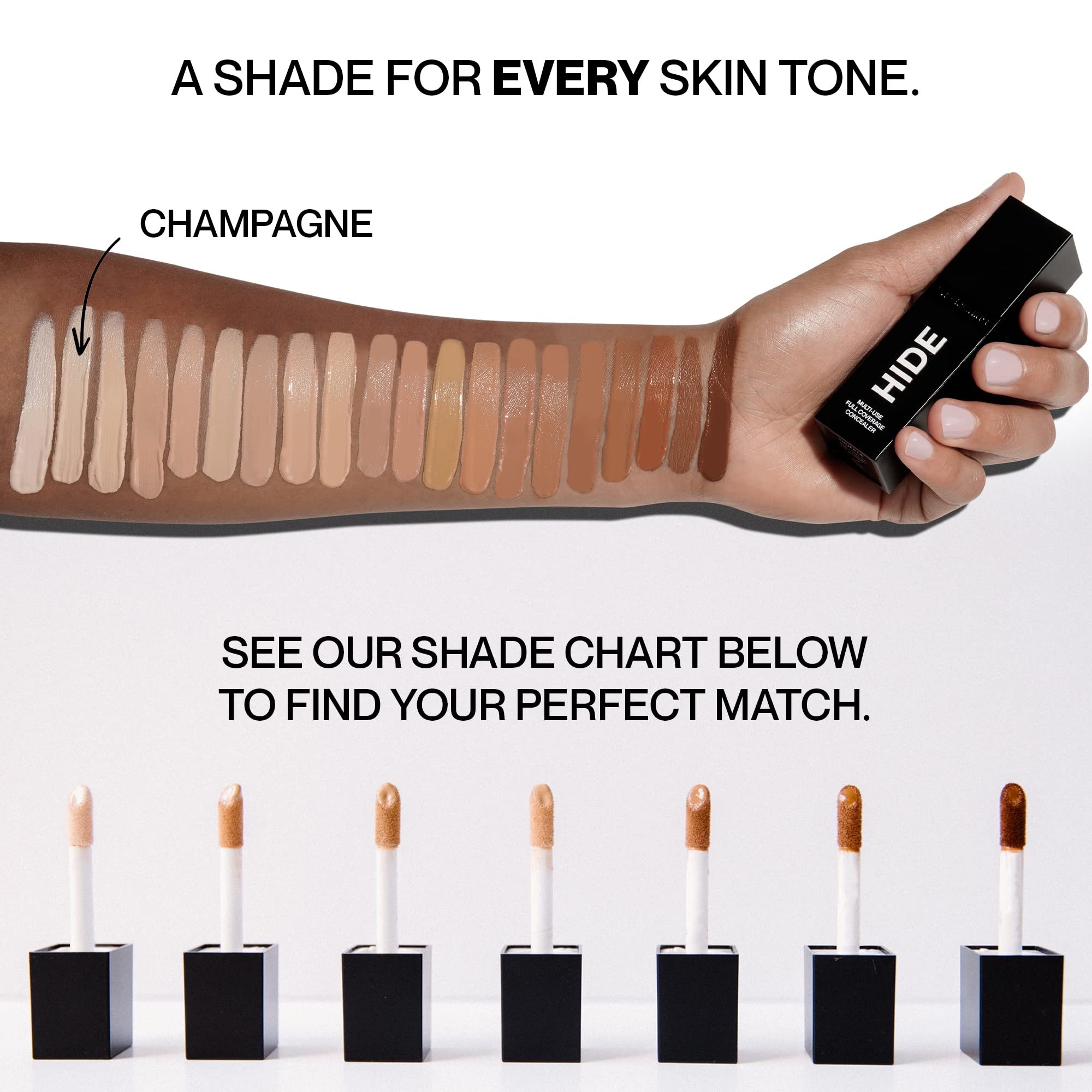 HIDE Liquid Concealer – Medium to Full Coverage for Blemishes & Dark Circles, Oil-Free, Champagne