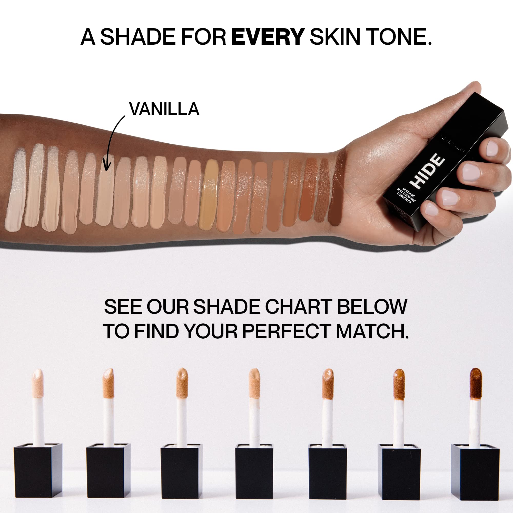 Hide Liquid Concealer – Medium to Full Coverage, Oil-Free, Vanilla (0.5 fl oz)